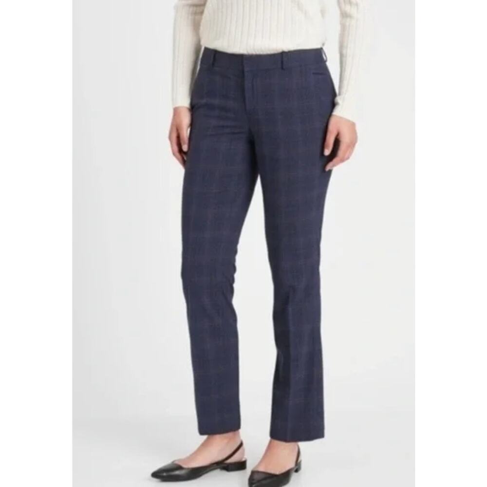 Banana Republic Ryan Navy Red Plaid Trousers Pants Sz 4 Academia Preppy Career
